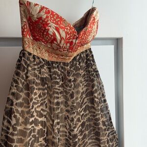 Marciano Red and Gold Silk Dress